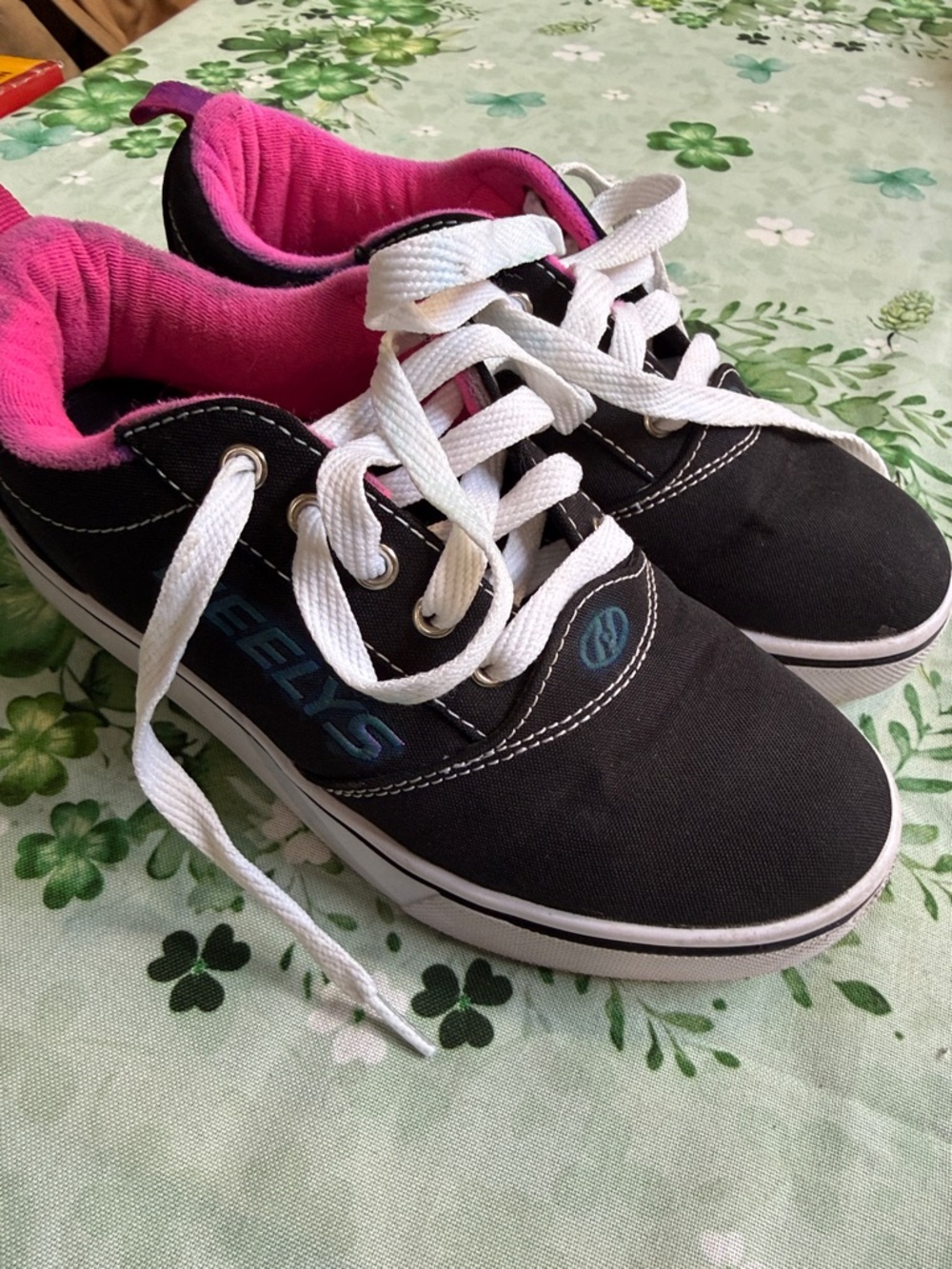 Heelys Black Sneakers with Pink Lining and White Laces